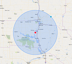 Pickup radius map